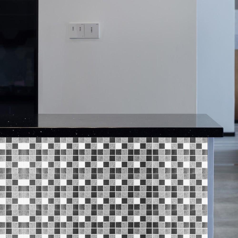 19pcs Grey Tile Wall Sticker 39.4x7.9in Self Adhesive Tile Film Home Wall Pastes Indoor Wall