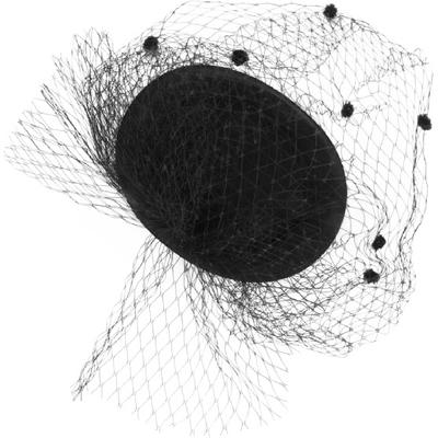 Black Woolen Fascinator Hat with Mesh Fishnet Veil Elegant Hair Accessory for Women for Funerals Cocktail Parties and Special Occasions