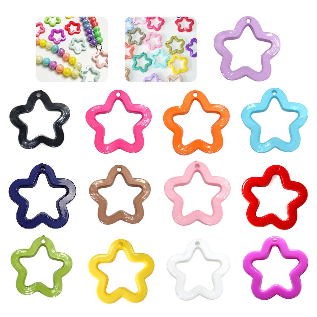 5pcs Acrylic Hollow Flower Charm Star Pendant Spacer Bead for DIY Earring Necklaces Bracelets Jewelry Making Findings