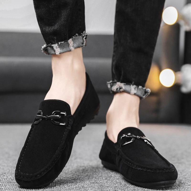 Dress Shoes Suede Leather Men Round Toe Formal Moccasin Loafers Soft Flat Man Casual Shoe Business Cheap Clearance Original Hot
