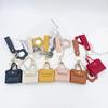 Mini PU Leather Keychain Bag with Flower Mirror Wrist Strap Trendy Bag Charm Perfect Christmas Gift for Female Friends