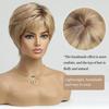 HAIRCUBE Blonde Golden Dark Root Layered Remy Human Hair Wigs Short Bob Pixie Cut Natural Wave Wig with Bangs Human Hair Wigs for Women