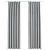 Vidaxl Blackout Curtains with Hooks, 2 Pcs, Grey, 140X245 Cm