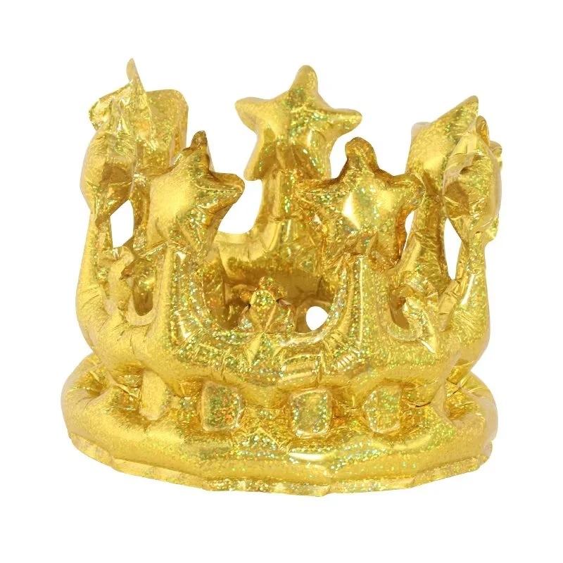 Inflatable Gold Crown Aluminum Foil Balloon Adult Happy Birthday Hat King Toy Party Cap Decoration Baby Shower Festival Supplies