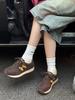Leather platform versatile fried street sneakers women's 2025 new autumn American retro fashionable feet small German training shoes