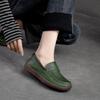 Johnature Scarpe basse da donna in vera pelle retrò fatte a mano Mocassini casual con punta rotonda con suola morbida e poco profonda
