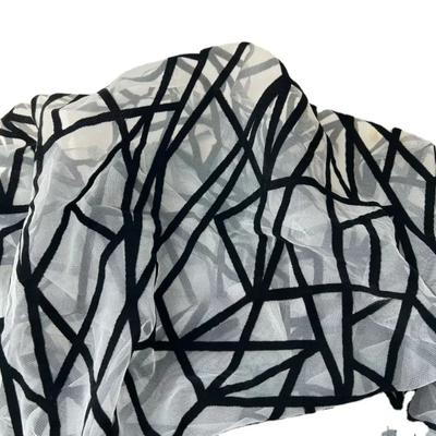 1 Yard afrikanisches Beflockungs-Netzgewebe Jacquard-Samtstoffe Tüll Spitze Halloween Vliesstoff für DIY Nähen Kleidung