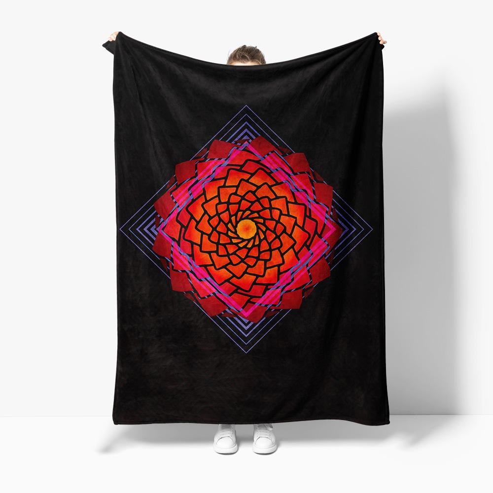 Irregular Geometric Pattern Blanket Abstract Red Floral Design Throw Blanket Home Decor Bed Sofa Cover Gift 75X95CM