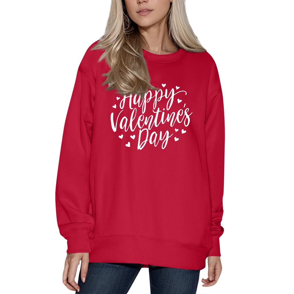 Damenmode Bedrucktes Langarm Rundhals Pullover Top