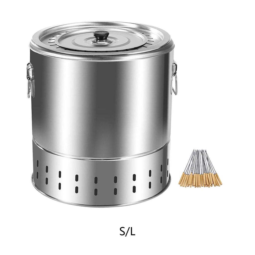 BBQ Grill Bucket Uniform Heat Smokeless for Grilling Backpacking Camping