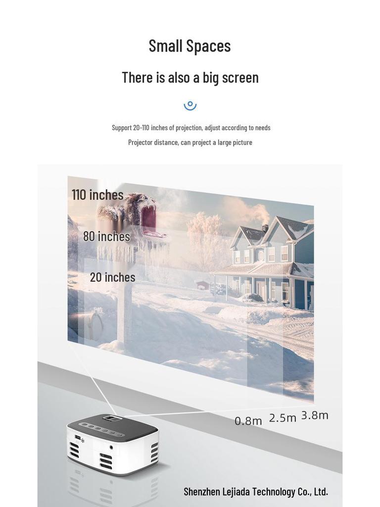 T20 Mini Wireless HD 1080p Mobile Projector for Home & Bedroom