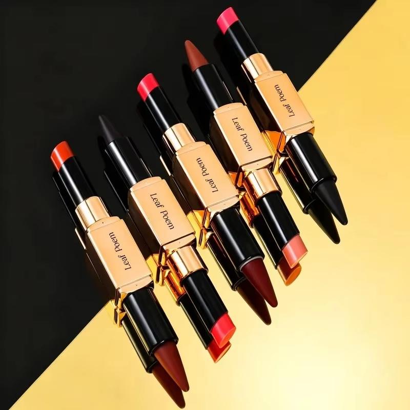 2IN1 Tapered Gradient Lip Liner & Lipstick Pen Long Lasting Waterproof Nude Matte Lip Contour Plumping Lipstick Non Stick Makeup