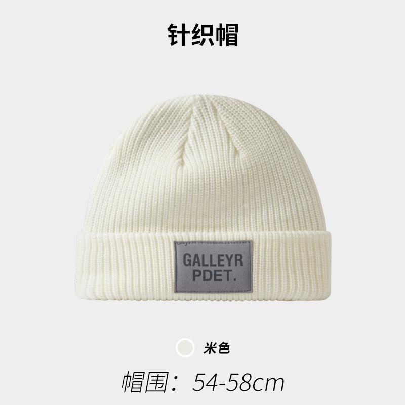 Letter Leather Label Knitted Hat Men's American Casual Style Thick Melon Skin Cold Hat Warm Ear Protection Versatile Couple Wool Hat
