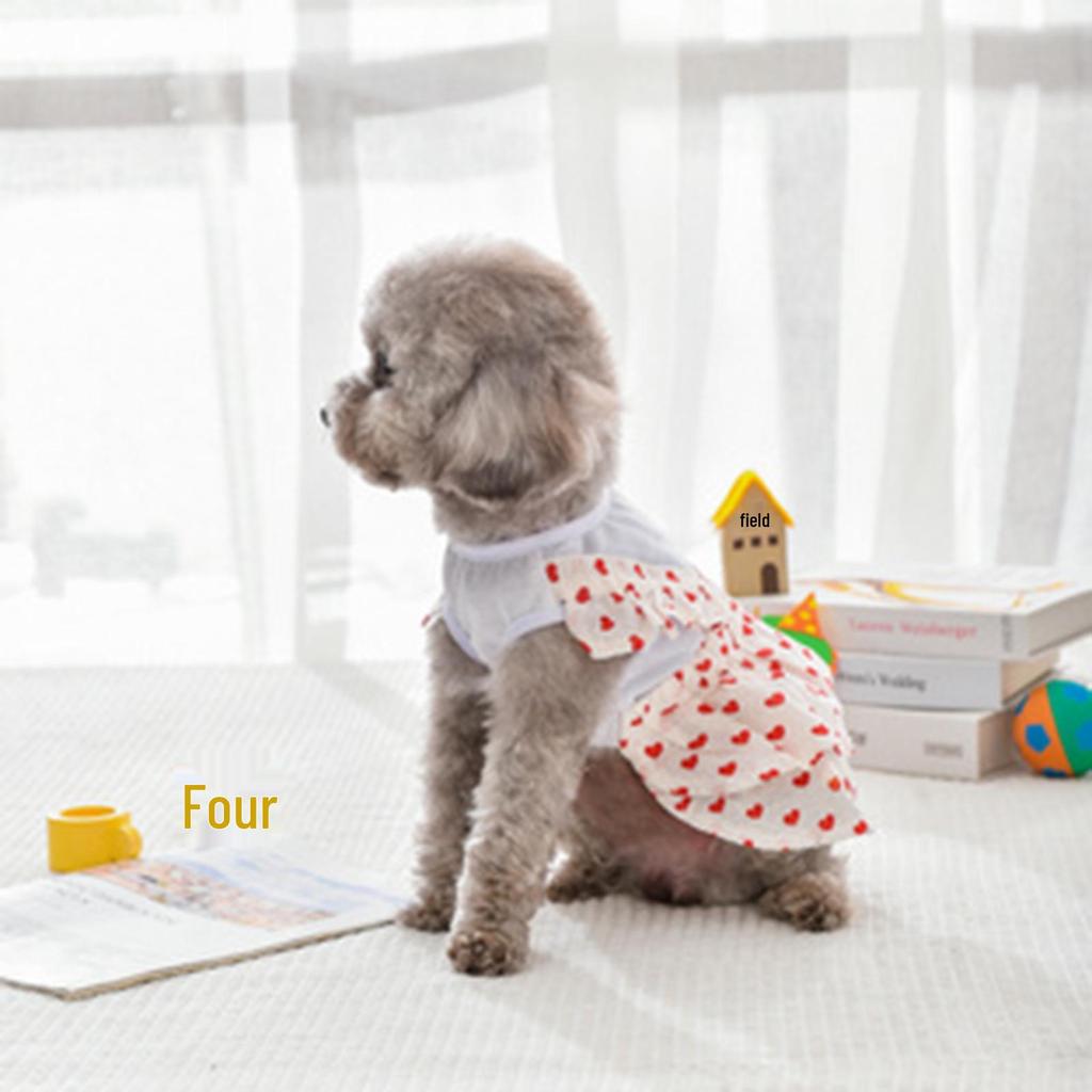 Spring & Autumn Pet Heart Maid Dress Skirt - Breathable Dog Outfit for Outdoors
