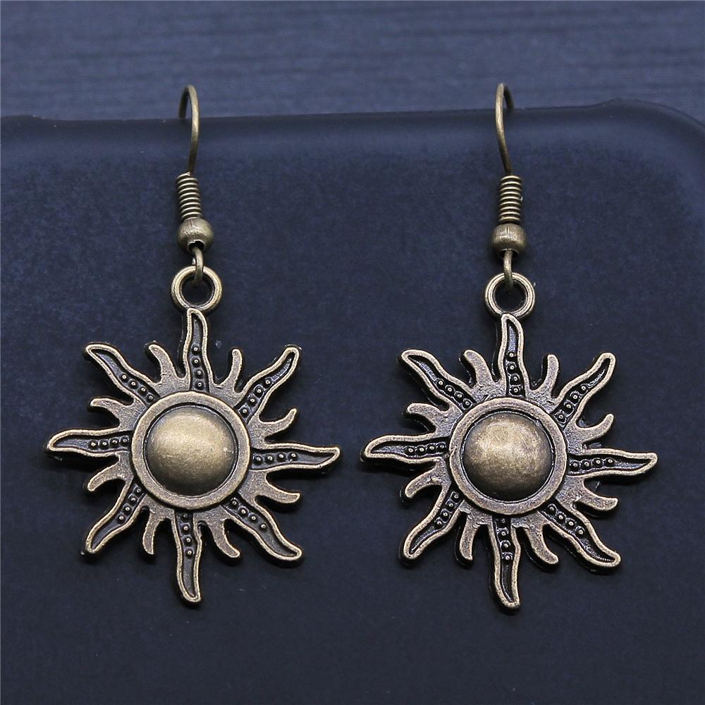 Vintage Totem Earring Sun & Moon Dangle Earrings Geometric Women Dangle Earrings Star Moon Female Korean Jewelry