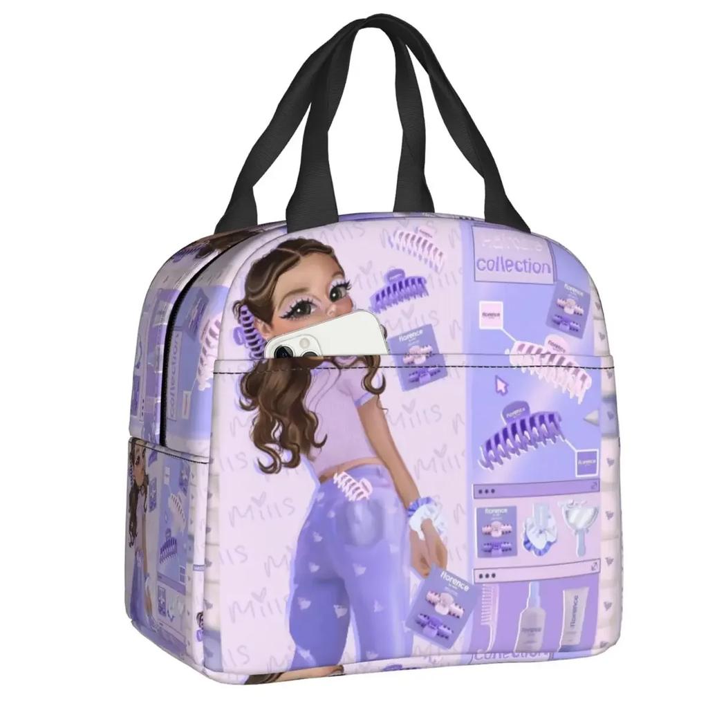 Florence By Mills Izolovaná taška na oběd pro venkovní piknik Nepropustná termotaška Chladicí taška na bento box Ženy Děti Školní tašky na jídlo