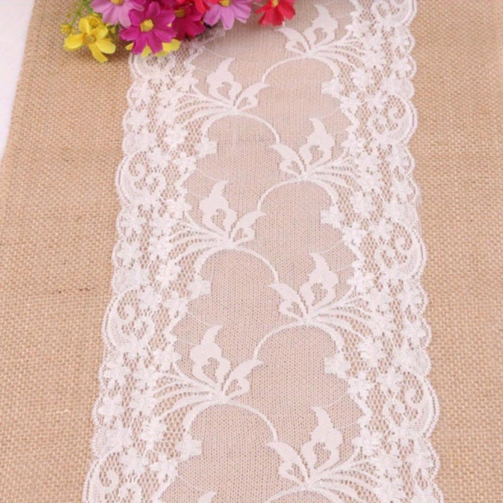 1pc Natural Jute Burlap Lace Table Runner, 12 X 108 Inch Rustic Table Runner for Country Thanksgiving Christmas Baby Wedding Party Table Decor