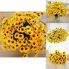 Realistic Appearance Artificial Sunflower Fake Silk Flower For Home Decoration**
