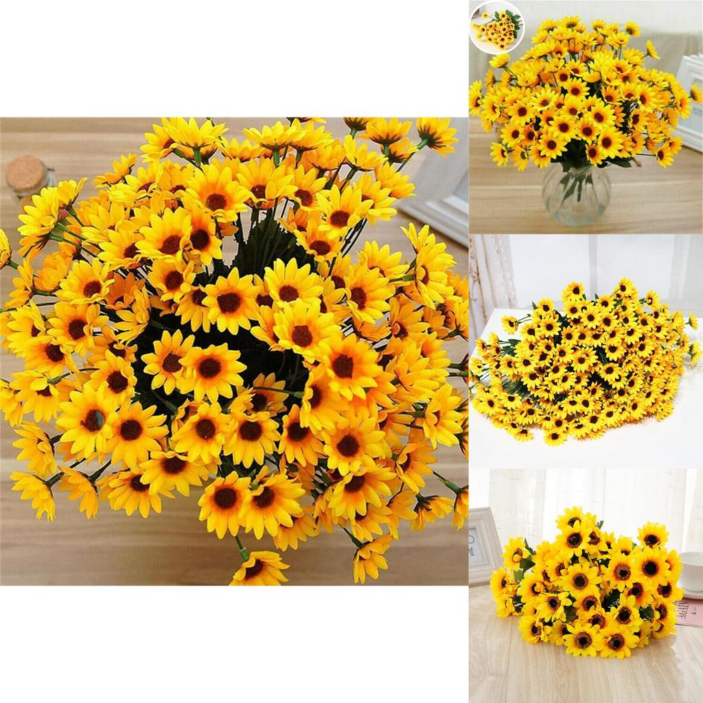 Realistic Appearance Artificial Sunflower Fake Silk Flower For Home Decoration**