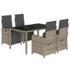 VidaXL Garden Dining Set with Cushions 5 Pcs, Table and Chairs with Adjustable Backrest and Footrest, Furniture 3212464