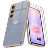 Case for Samsung Galaxy A37 5G, Soft Silicone Heart Pattern Anti-Scratch Blue - 2 Tempered Glasses