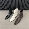 Temperament Low Heel Square Head Fleece Short Boots Women's Autumn and Winter Simple Women's Boots Short Boots French