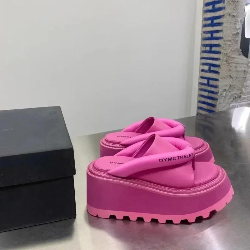 Fashion Open Toe Women Wedge Sandals Thong Flip Flops Platform Slippers Summer Beach Outdoor Slides Woman Height Increased Sandles