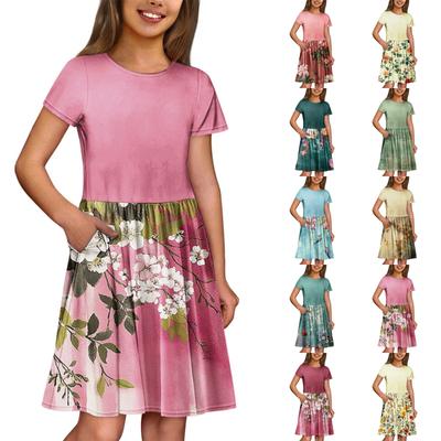 Φόρεμα για κορίτσια, καλοκαιρινό, μονόχρωμο και στάμπα, αμάνικο φόρεμα με τσέπη, casual φόρεμα, σορτς και μανίκια, φόρεμα για πάρτι