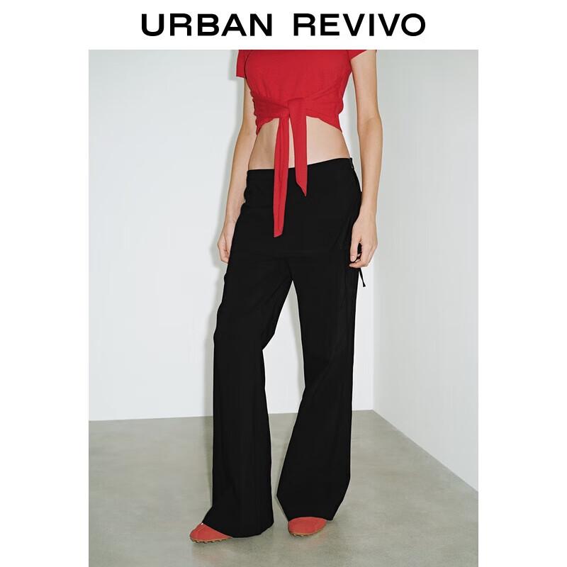 UR Women's High-Waist Slim Flared Pants with Lace-Up Detail