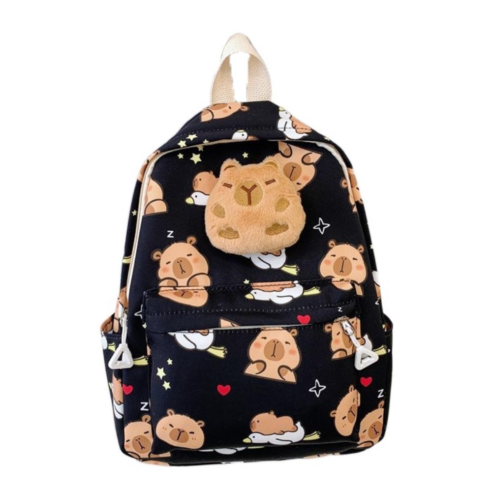 

Doll Decoration Capybara Backpack Thickened Large Capacity School Bag Cartoon Animal Daypack Gifts чёрный