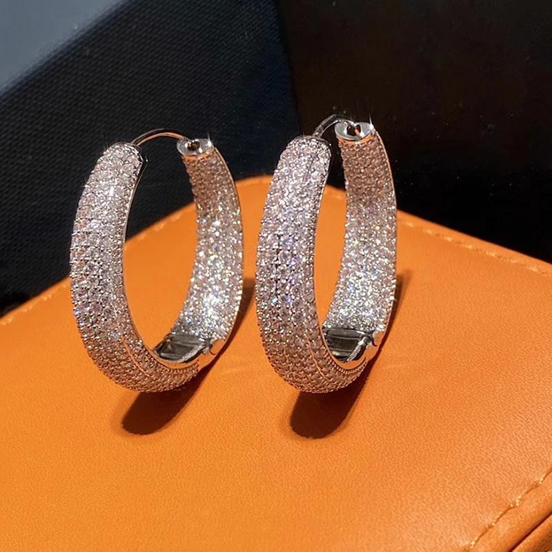 Gorgeous Dainty Circle Round Hoop Earrings for Women Charming Cubic Zirconia Wedding Engagement Jewelry Party Accessories