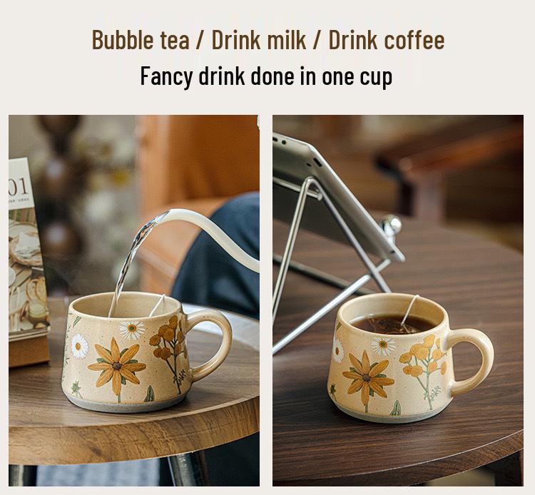 Limited Edition Vintage-Style Ceramic Coffee Mug - Handmade with Floral Design