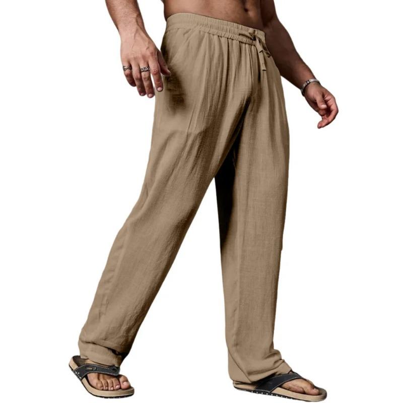 New Summer Breathable Cotton and Linen Men's Trousers Loose and Comfortable Casual Sports Linen Straight Pants