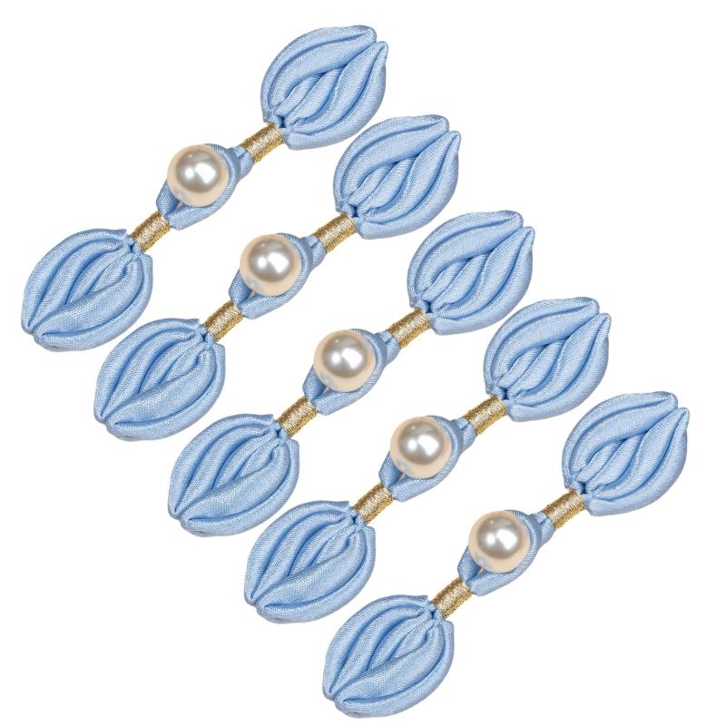 5Pcs Pearls Embellished Cheongsam Knot Button Chinese Knot Button for Traditional Chinese Costume Wedding Dress Cloaks