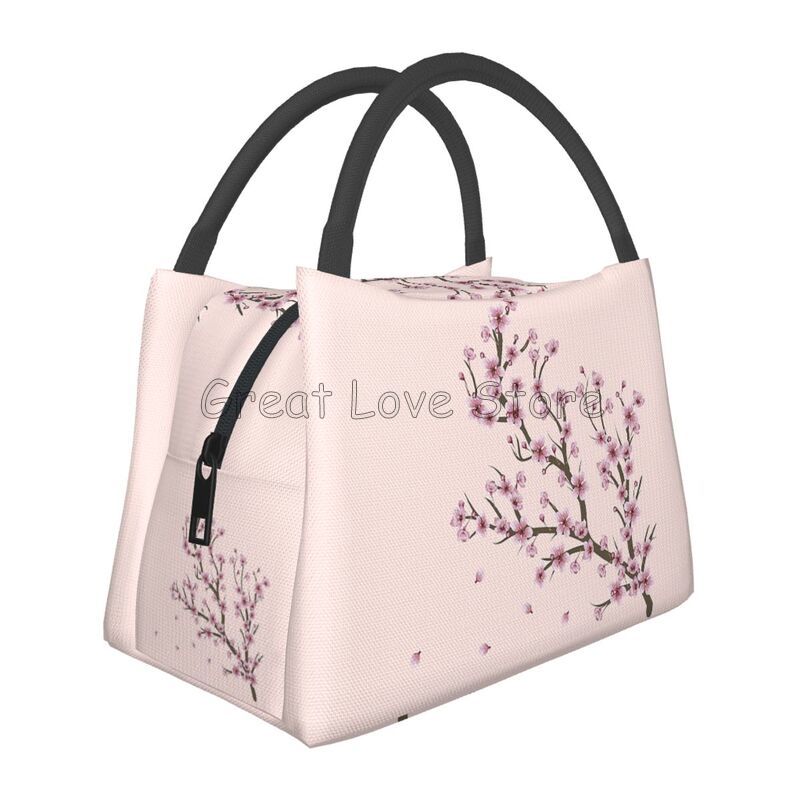 Borsa Termica Pranzo con Stampa Fiori di Ciliegio Sakura Giapponesi Riutilizzabile Portatile per Donna Scatola Pranzo Isolante per Viaggio Picnic Lavoro