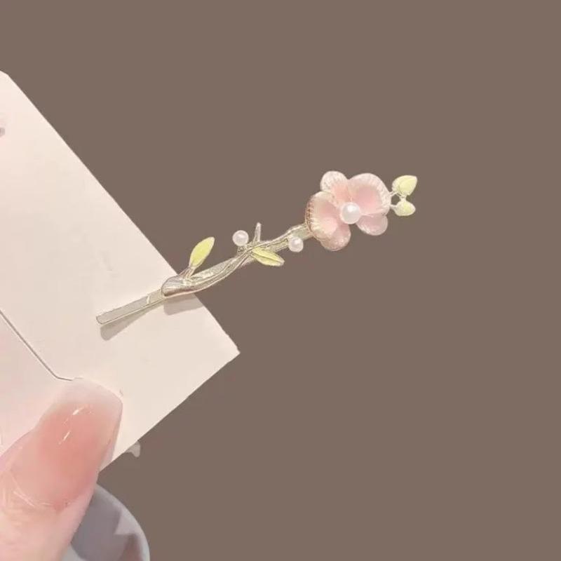 Lotus Pearl Minimalist Pink Metal Hairpins Set