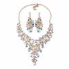 Glam European & American Statement Rhinestone Necklace and Earring Set for Women - Evening & Dinner Accessories.