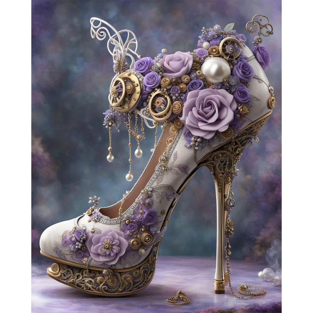 

5D-Diamantgemälde zum Selbermachen Runder Bohrer Blumen High Heels Kunsthandwerk