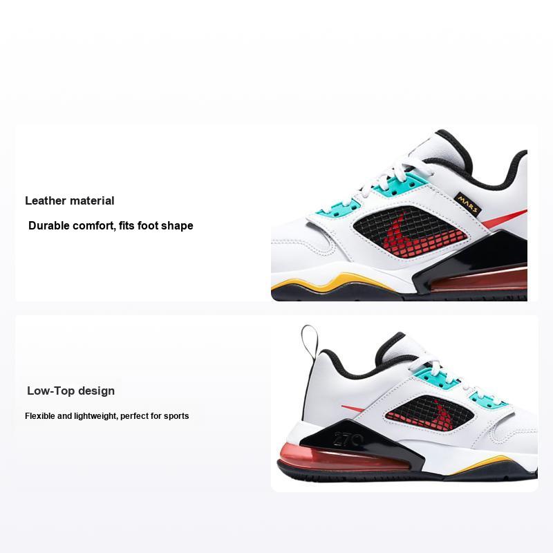 Jordan Mars 270 Low Кожаные Удобные Универсальные Нескользящие Амортизирующие Низкие Баскетбольные Кроссовки Детские Кроссовки Бело-Зелено-Оранжевые DB5920-181 35.5