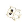 Gold Line Hollow Inlaid Black Crystal Owl Brooch Simple Versatile Animal Pin Same for Men and Women