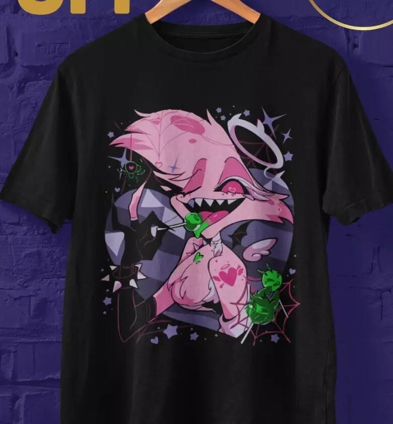 РАСПРОДАЖА Футболка Angel Dust, Аниме Подарки, Футболка Hazbin Hotel Подарок для Фанатов S-5XL Унисекс Футболка XL