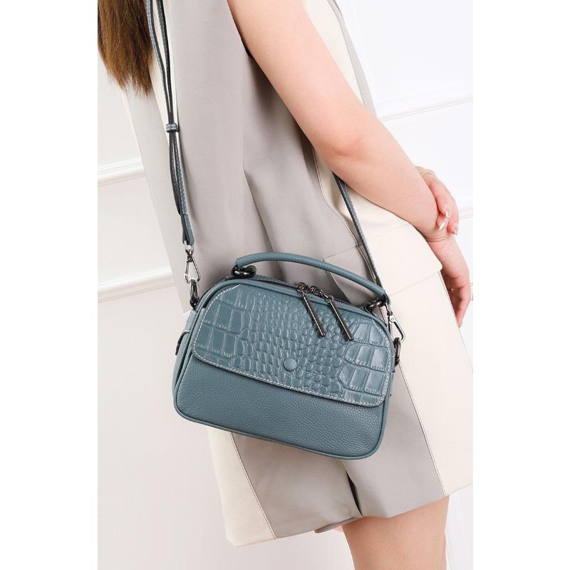 Leather Women's Bag New Temperament Shoulder Bag Versatile Crocodile Pattern Commuter Handbag Messenger Bag Women
