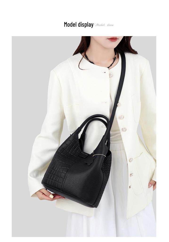 Women's Large Capacity Soft Leather Handbag - 2025 New Korean Style, Fashionable Single Shoulder Crossbody Bag for Moms