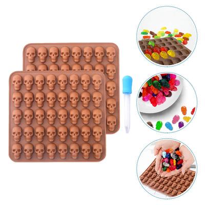 Skull Gummy Candy Molds Silicone 40 Cavity Skull Mold Dropper Chocolate Fondant Candy Biscuits Cookie Jelly Dog Treats Ice