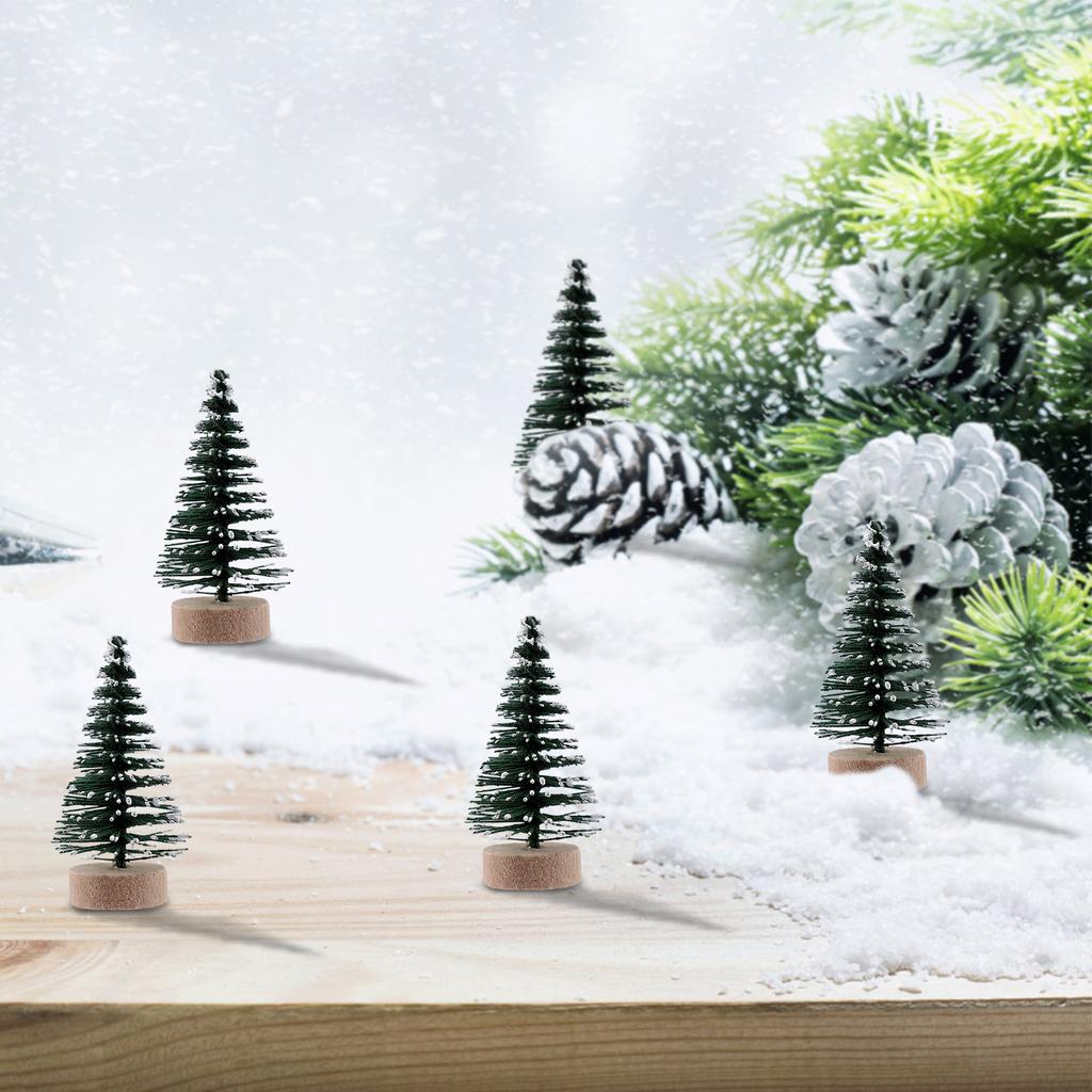 10Pcs Small Artificial Christmas Tree 5Cm Snow Covered Pine Simulation Decor for Holiday Party Centerpiece Tabletop Winter Scene
