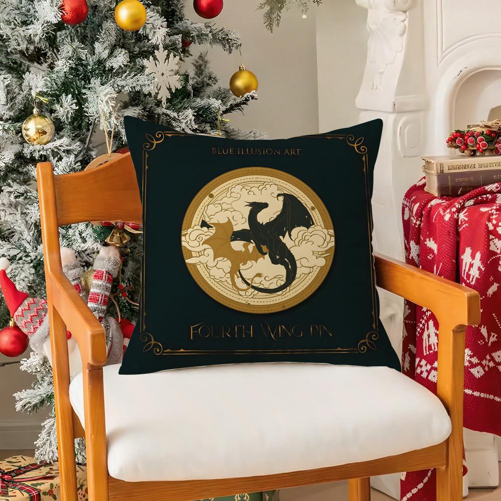 FFourth Wing Dragon Cool Dragon Wings Flying Pillow Case Silky Short Plush With Invisible Zipper Dustproof Sofa Cushion Cover