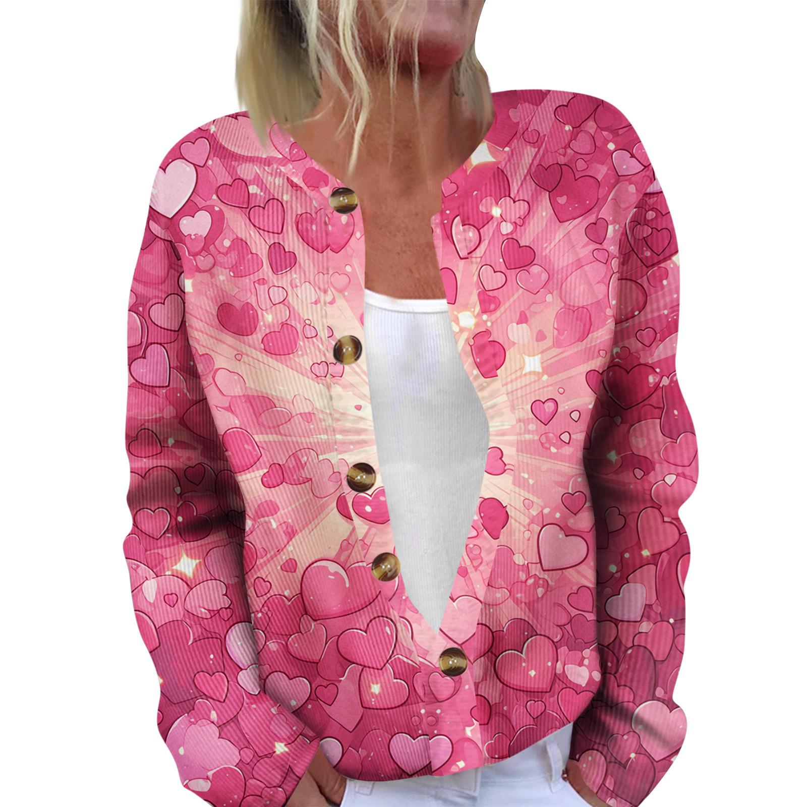 

Модный женский кардиган с длинными рукавами и принтом ко Дню святого Валентина XL арбуз красный