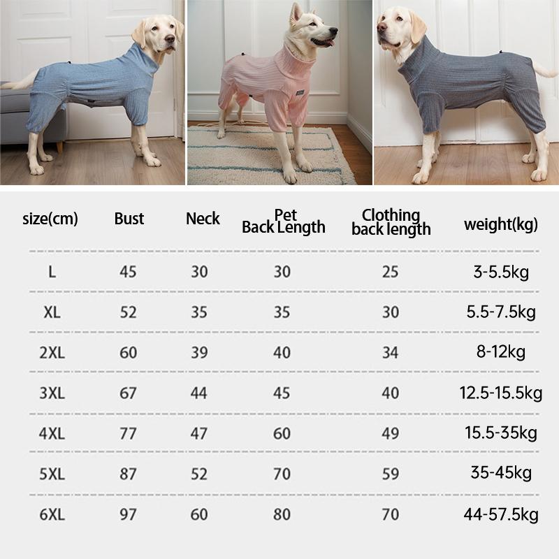Elastic Dog Pajamas Pet Jumpsuit Four-legged Sleepwear Large Dogs Pet Loungewear High Collar Pet Warm Pajamas