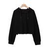 2024 Autumn Women's Loose Solid Color Short Hooded Sweatshirt