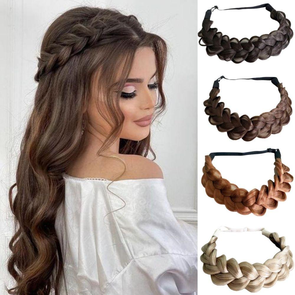 Adjustable Handmade Braids Wig Elastic Band Fishbone Braid Lazy Headband Commuting